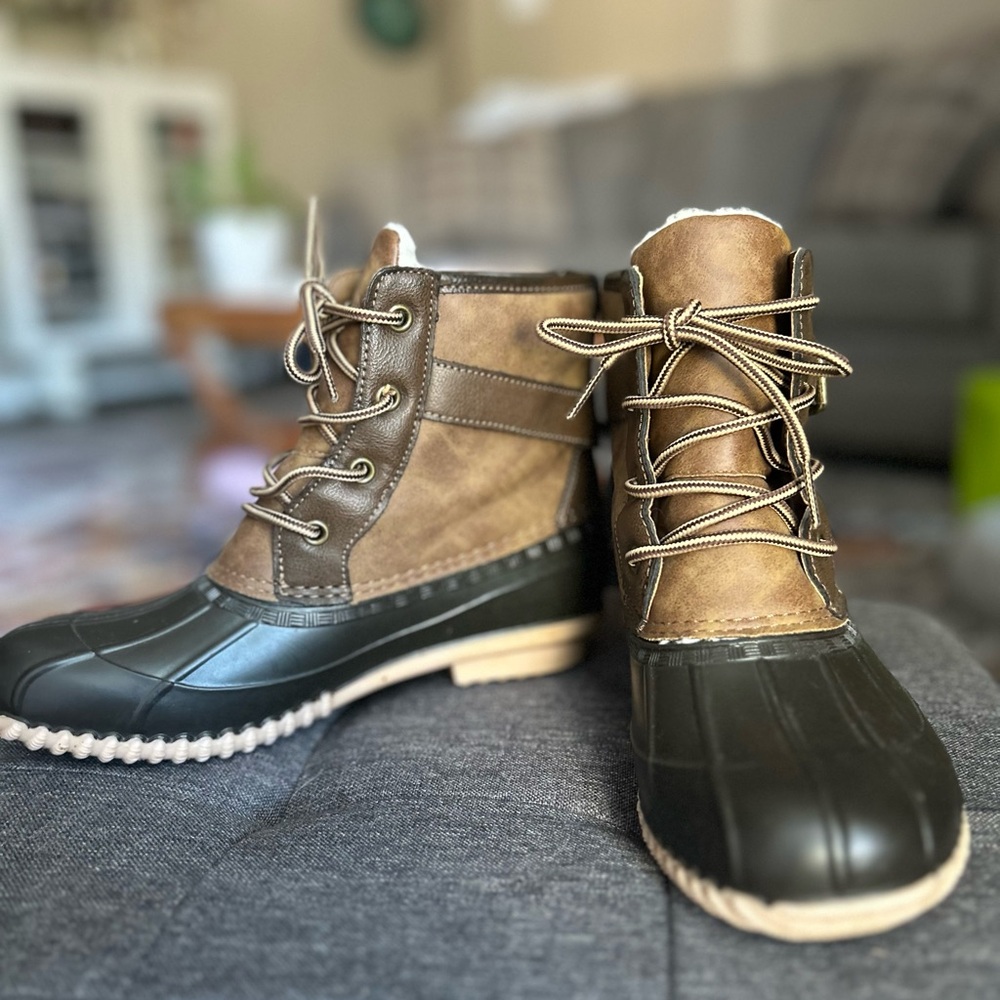 Madden Girl Brown and Black Lace Up Boots